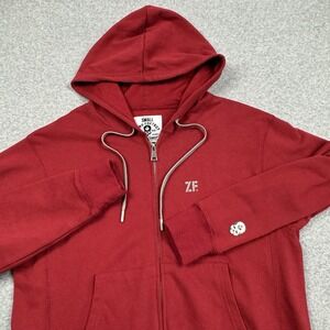 Zero Foxtrot Full Zip Hoodie Mens‎ Small Long Sleeve Hood Drawstring Red Casual